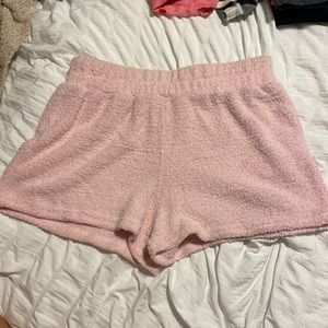 pink fuzzy shorts